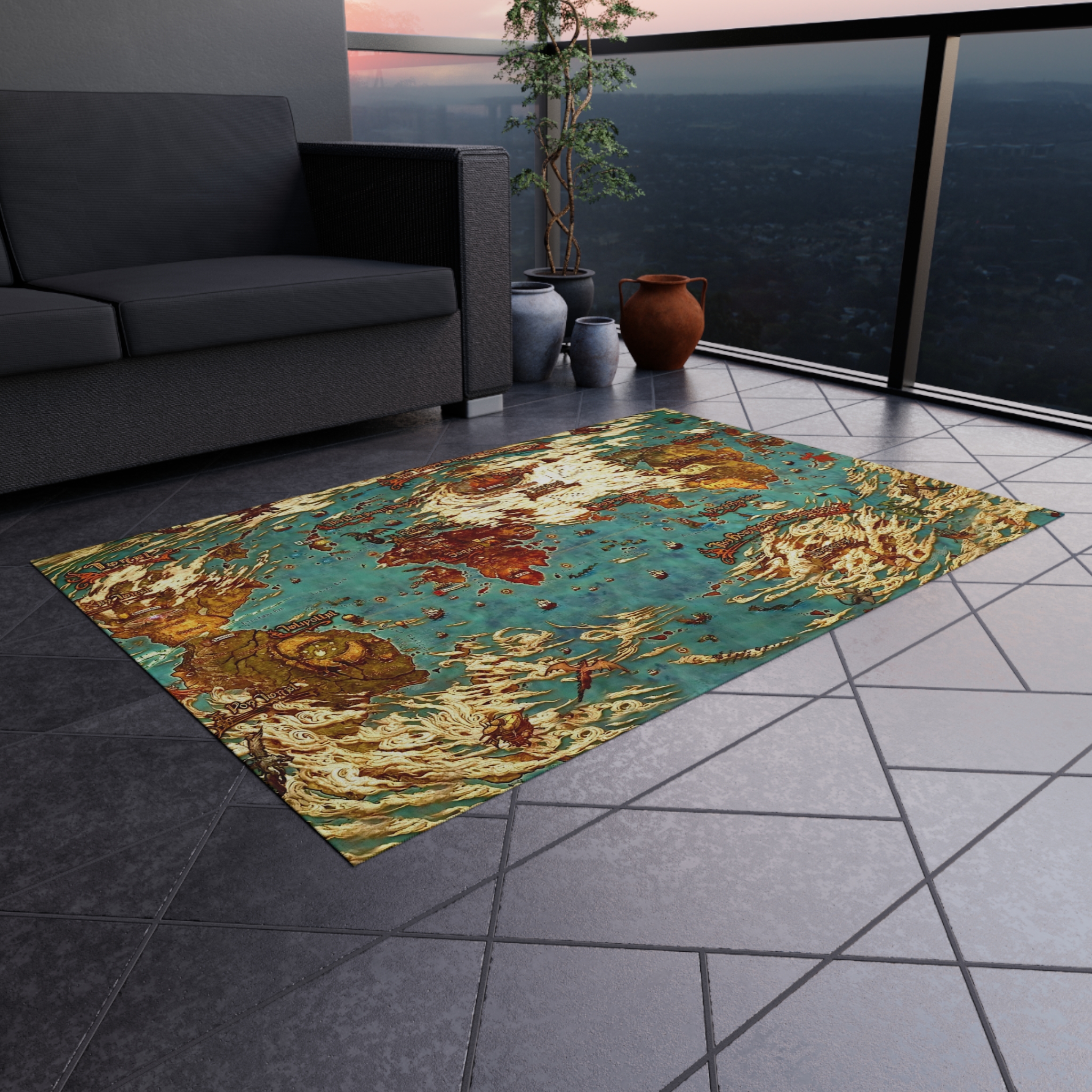 World map Hydaelyn Etheirys Dawntrail - FFXIV Outdoor Rug 24'' to 84'' - Image 13