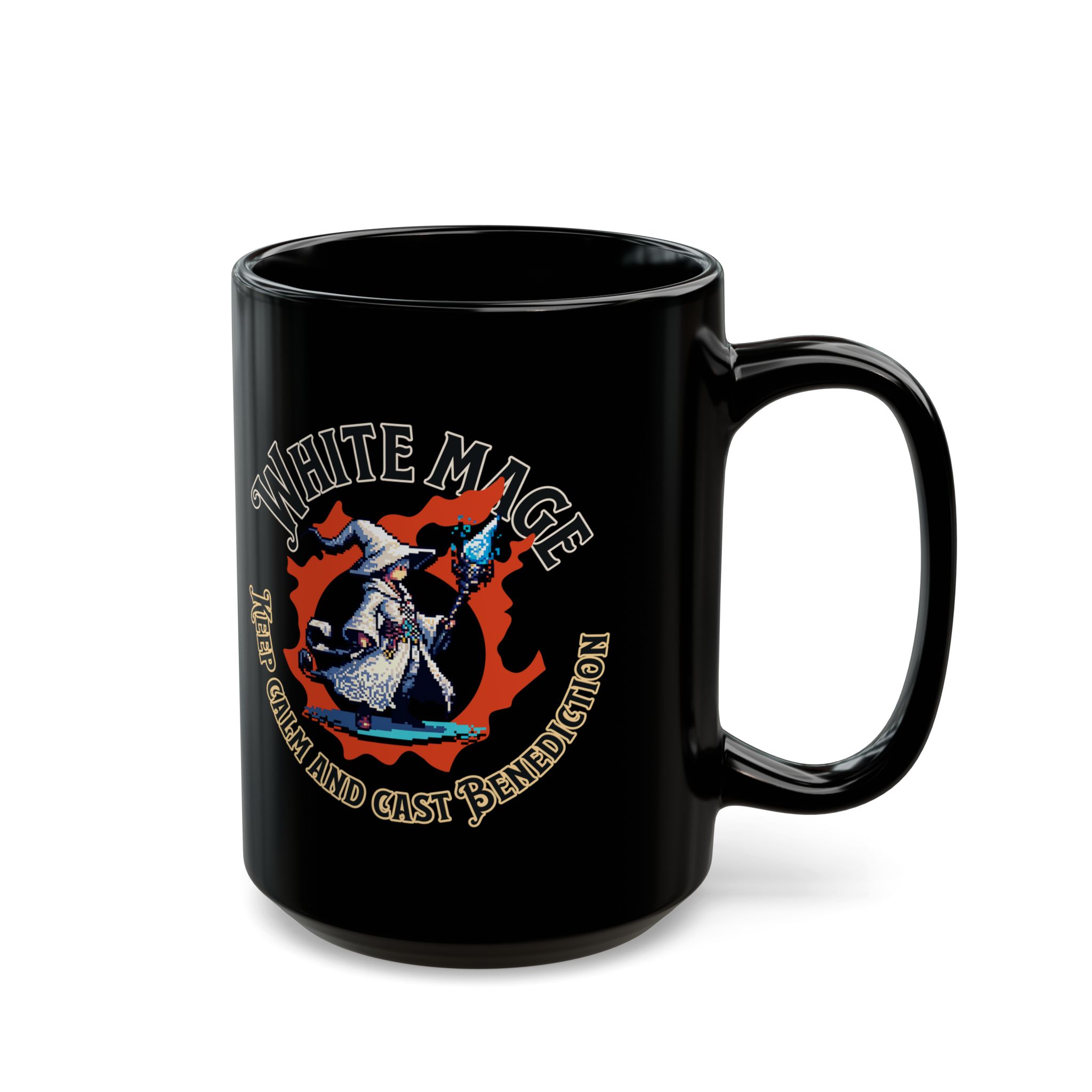 White Mage Keep calm and cast benediction Funny FF14 MMORPG meme - 11oz & 15oz Black Mug - Image 7