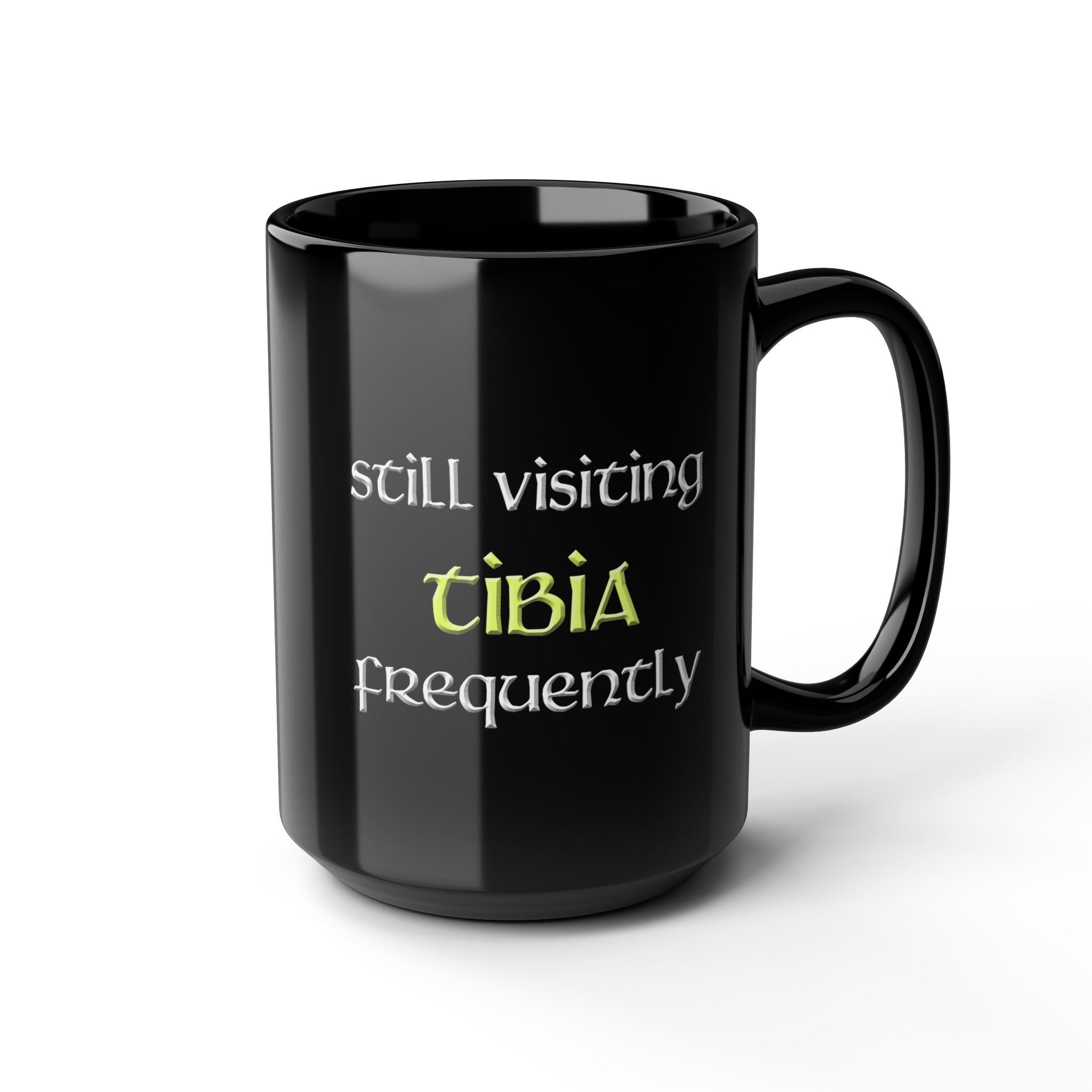 Still visiting Tibia Frequently for players of classic retro MMORPG 11oz & 15oz Black Mug - Image 6