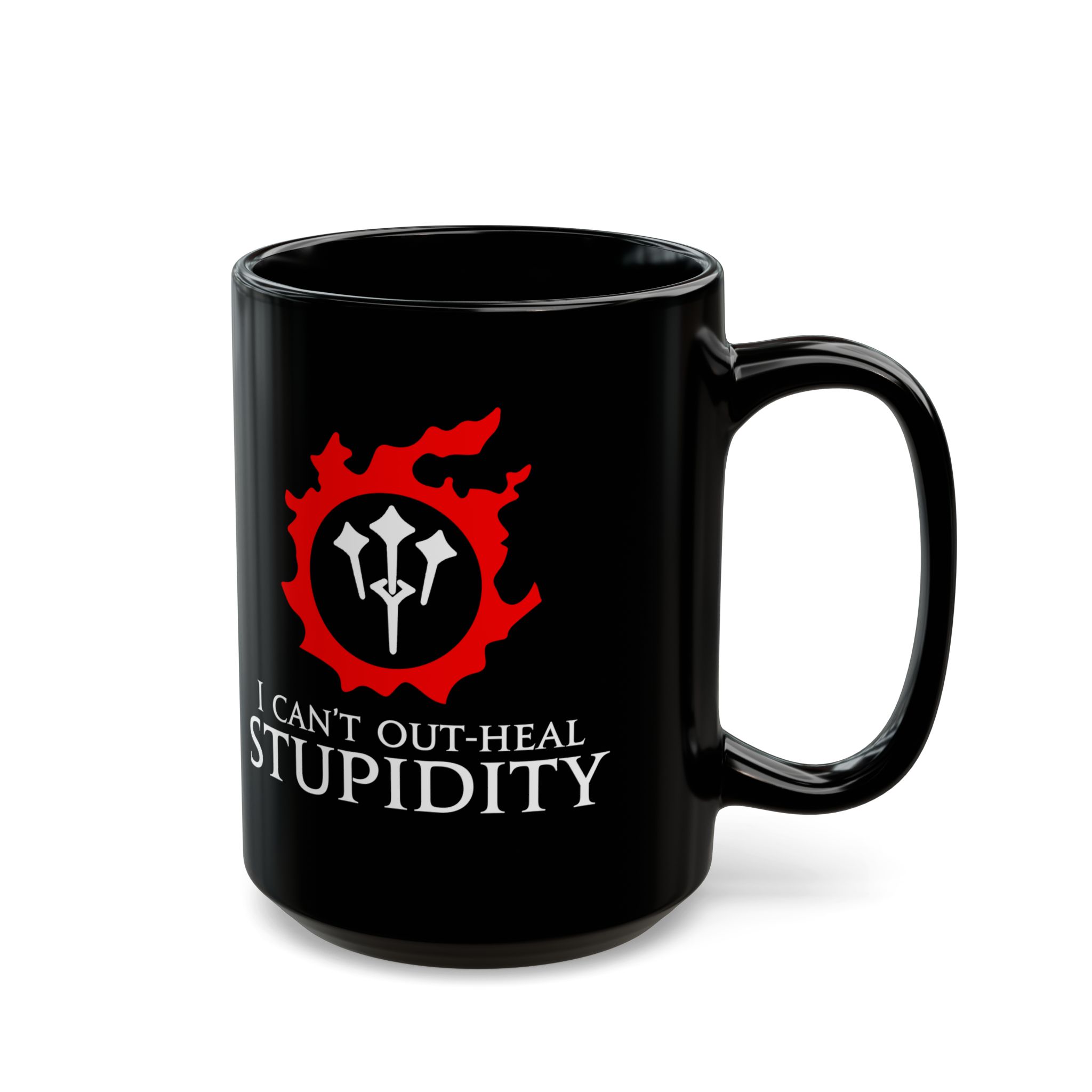 Sage - I can't out-heal Stupidity MMORPG Final Fantasy XIV 15oz & 11oz Black Mug - Image 8