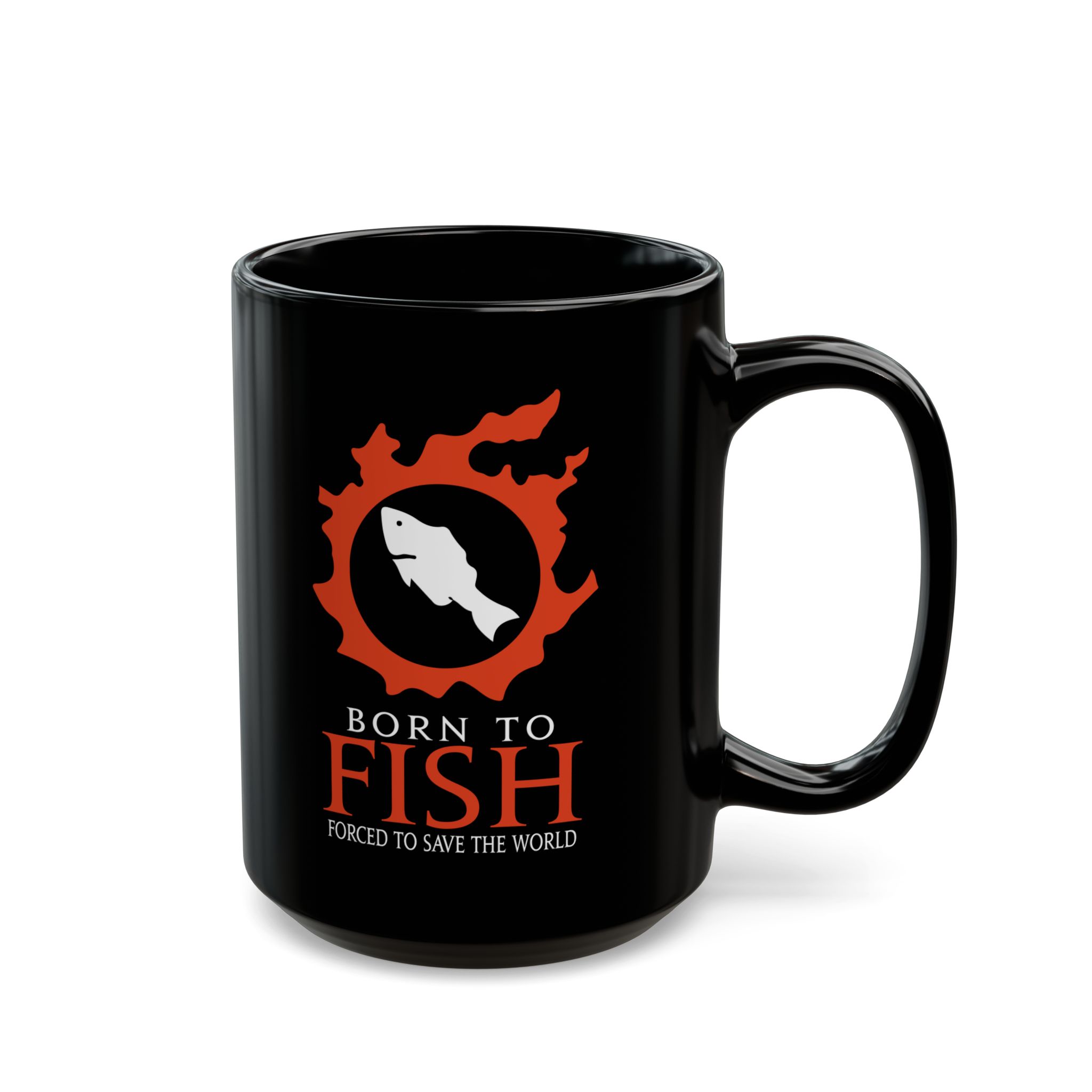 Born to Fish Forced to save the World - Funny FF14 MMORPG meme - 11oz & 15oz Black Mug - Image 7