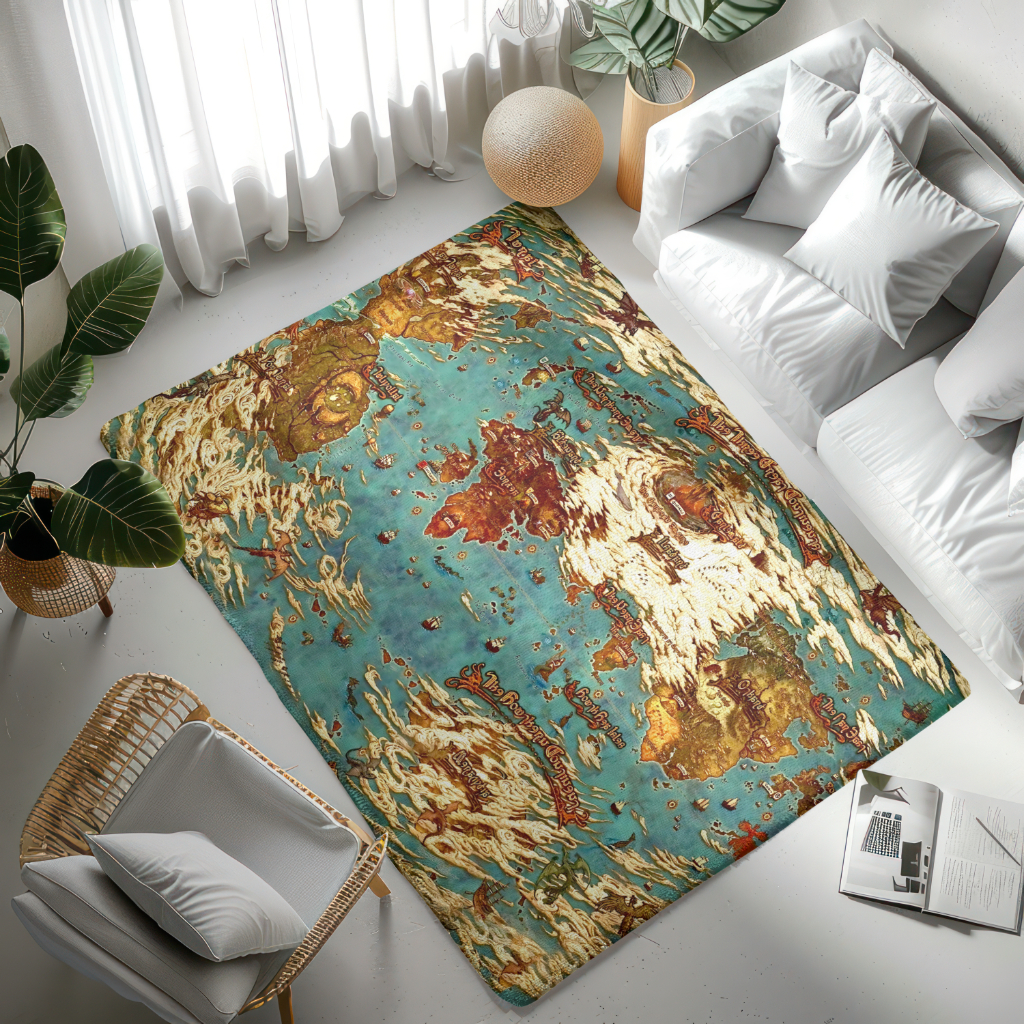World map Hydaelyn Etheirys Dawntrail - FFXIV Outdoor Rug 24'' to 84''