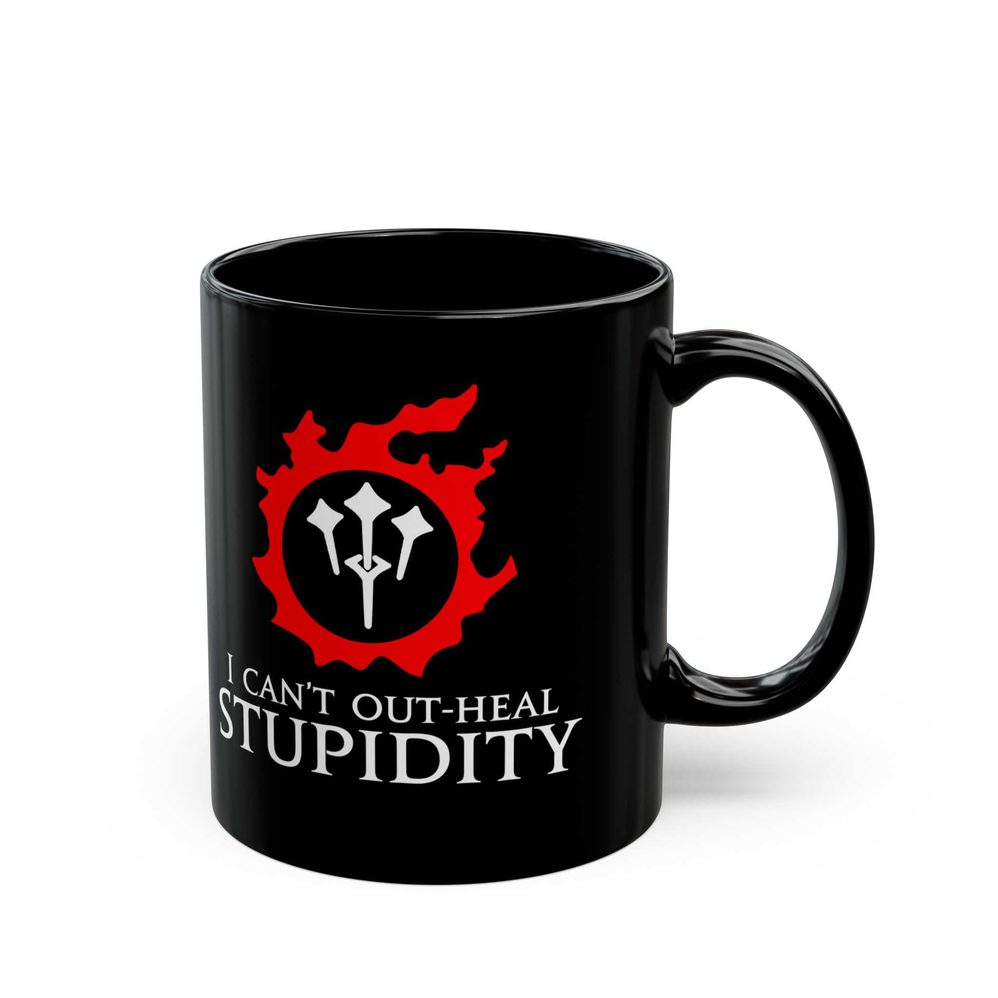 Sage - I can't out-heal Stupidity MMORPG Final Fantasy XIV 15oz & 11oz Black Mug - Image 3
