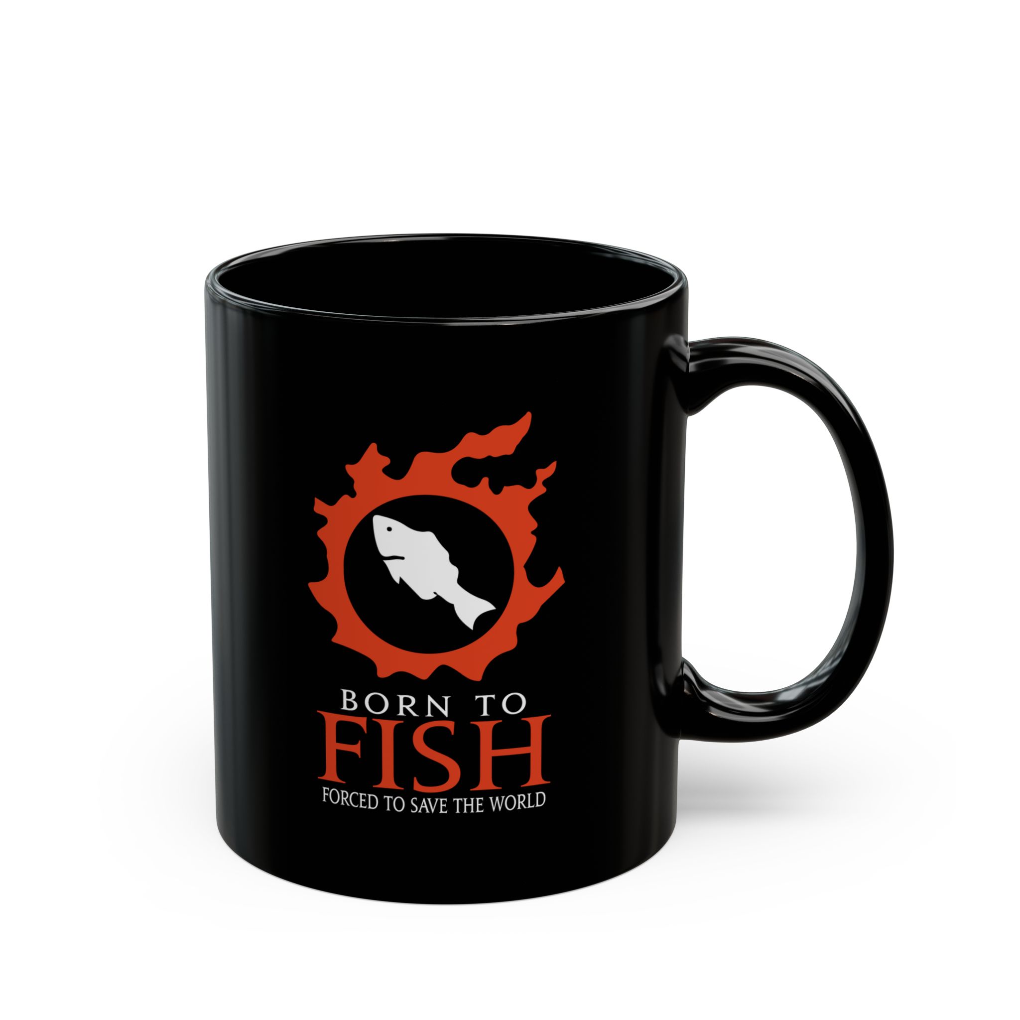 Born to Fish Forced to save the World - Funny FF14 MMORPG meme - 11oz & 15oz Black Mug - Image 3