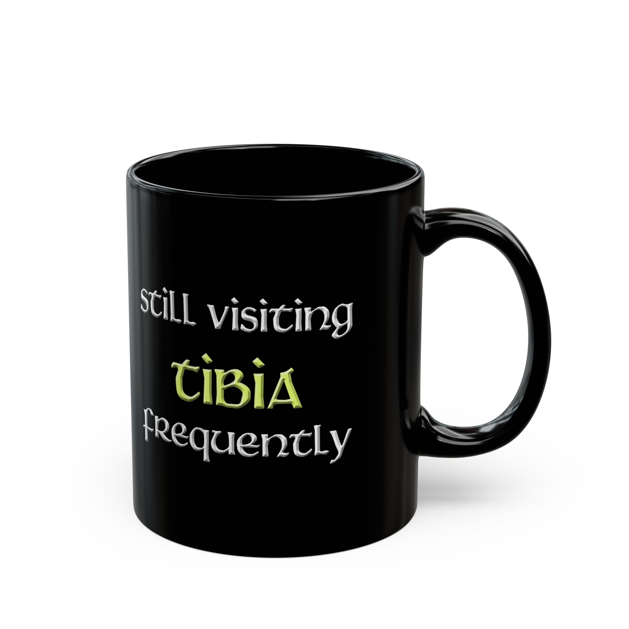 Still visiting Tibia Frequently for players of classic retro MMORPG 11oz & 15oz Black Mug - Image 3